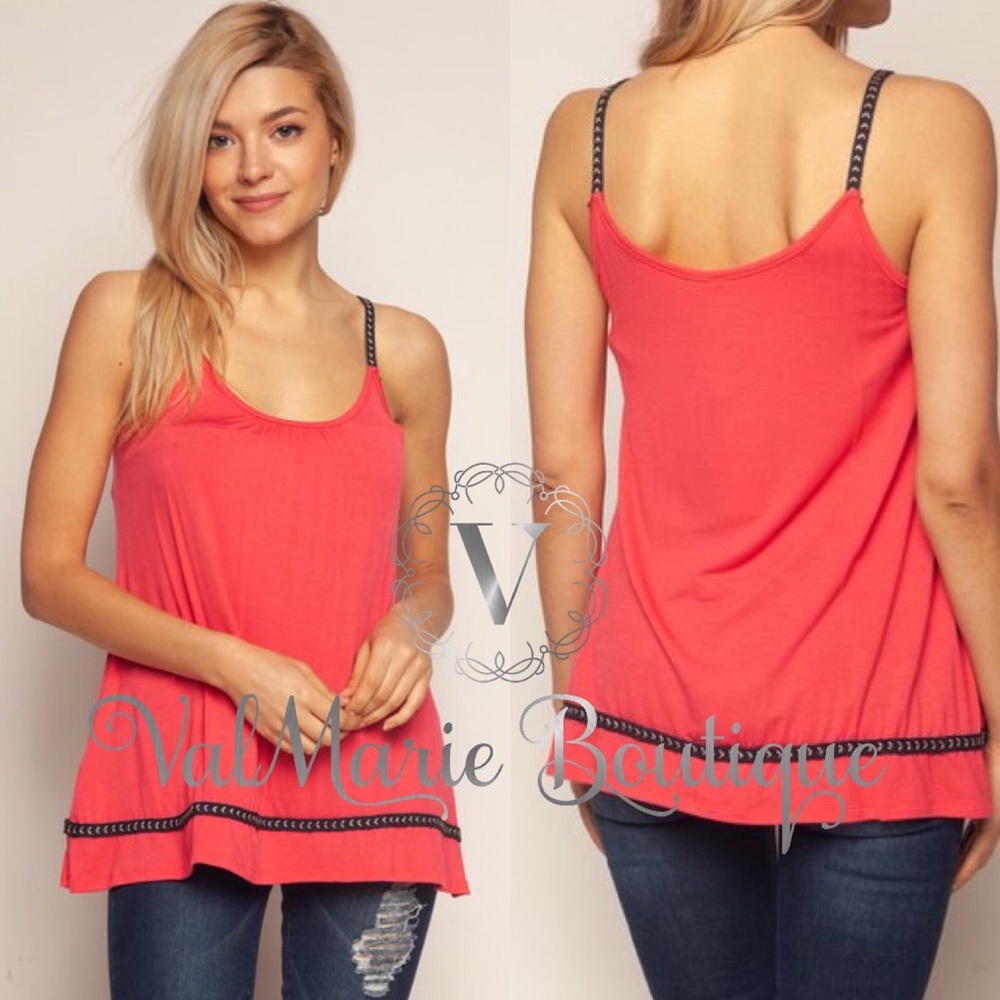 Dark coral sleeveless top - Picture 2 of 3
